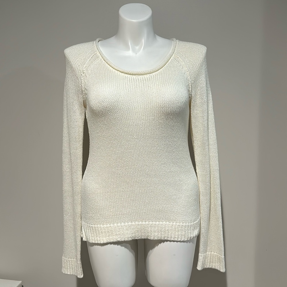 Lilly Pulitzer Cream Teal Roll Neck Acrylic Sweater Size Medium‎